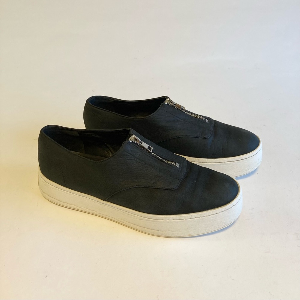 Vince Black Genuine Leather White Sole Sneakers size 8